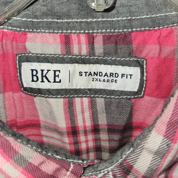 BKE Pink and Gray Plaid Shirt - Picture 2 of 5